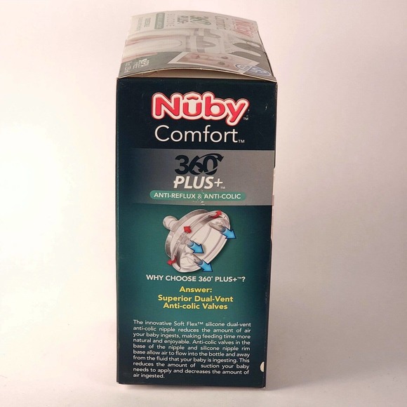 Nuby Comfort 360 Plus Baby Bottles 8oz 2 pk Soft Silicone Anti Colic New Sealed - Picture 4 of 5